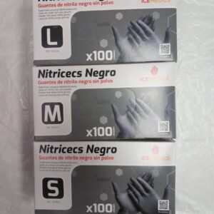 [3 uds] Guantes de Nitrelo 
sin polvo Negros 100 unid