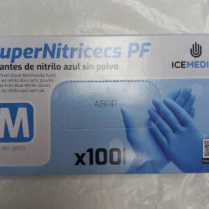 Guantes Nitrilo Azules  
sin Polvo Talla M 100uni