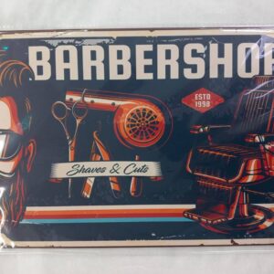 1 Letrero Pared  Placa
metal barbero Shop Espacio