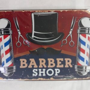 1 Letrero Pared  Placa
metal barbero Shop Espacio