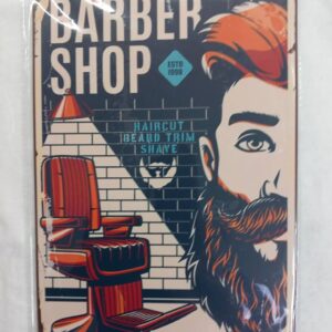 1 Letrero Pared  Placa
metal barbero Shop Espacio